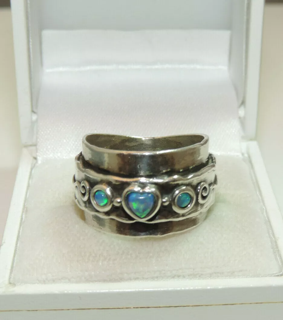 Shablool Didae Opal Sterling Silver Cigar Band sz 8 Ring ISRAEL Cn 26.8