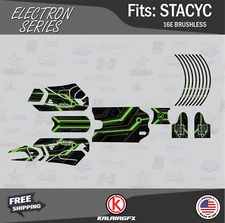 Graphics Kit for STACYC 16E Brushless Electric Bike (All Years)  Electron-green