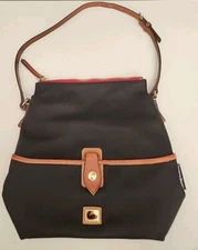 Dooney & Bourke Black Nylon Shoulder Handbag Zip Enclosure/Snap Front