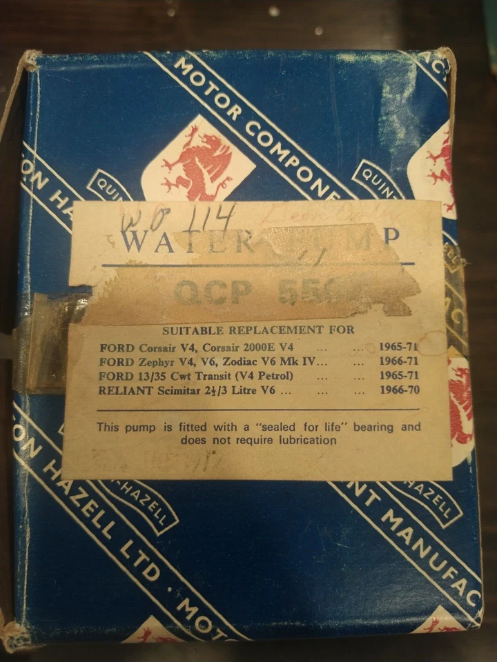 Bomba de agua Ford Consul Zephyr Zodiac Transit Quinton Hazell 1965-1971 nueva de stock Foto 2 de 3