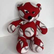  RARE  Build A Bear Red Baseball Fleece Fabric 18" Plush BABW
