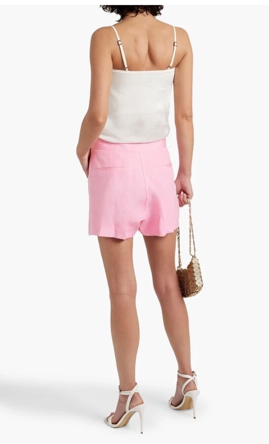 Pantalones Cortos Aje Mujer TALLA 12 Bebé Rosa Mezcla de Lino Bolsillos Acentos Dorados Nuevos con Etiquetas Foto 3 de 4