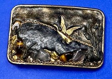 Flying Duck with Stone Accented Vintage Belt Buckle by Century Canada