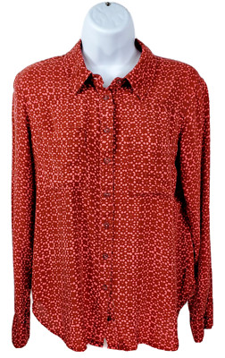 Anthropologie Holding Horses~Women 2~SAMMIE Red Print L/S Button-up Blouse~EUC