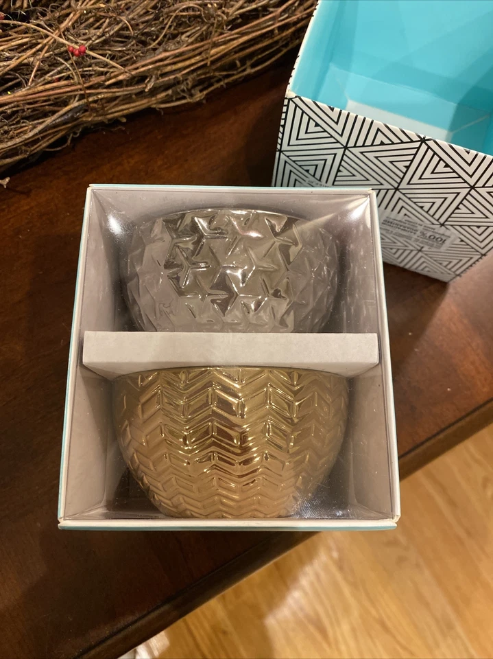 Modern Expressions Mini Bowls 4 Inch - Metallic Gold & Silver Tone New - Image 4 of 4