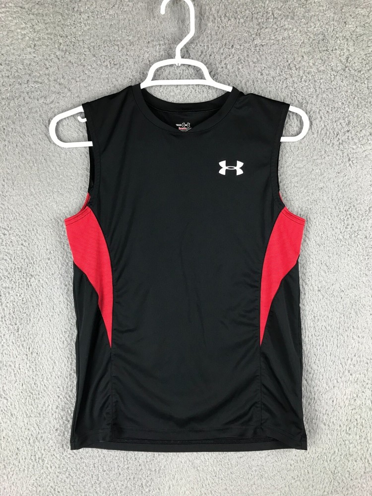 Under Armour Boys Heat Gear Sleeveless Black Athletic Tee Size YMD