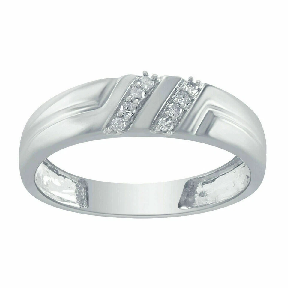 0.29 Ct Round Cut Real Diamond Engagement Wedding Trio Ring Set 10K White Gold - Image 4 of 4