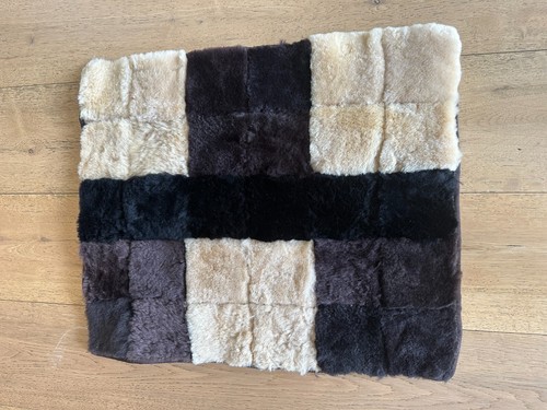 Sheepskin Rug Patchwork ,Pet rug,Car seat,Chairs, Size 48x59 ,Beige/Brown