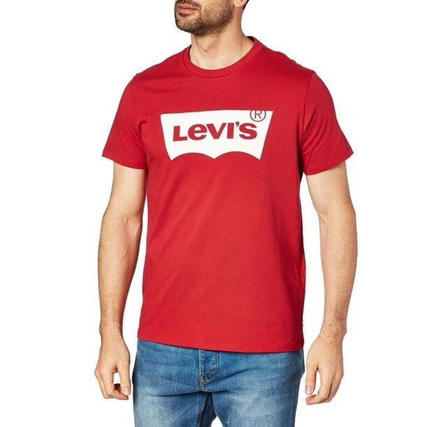 Levi's CRIMSON Men's Graphic Logo Batwing Short Sleeve T-shirt, US X-Large