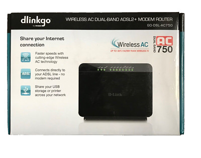 D-Link GO-DSL-AC750 - 750 Mbps Dual-Band ADSL Wireless AC Modem Router 