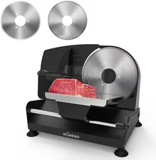Electric Meat Slicer for Home Use 200W, Aemego Food Slicer with Removable Blades
