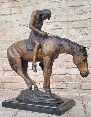 END OF THE TRAIL '' by Fraser Handcast Bronze Statue Sculpture Figurine Deco Art