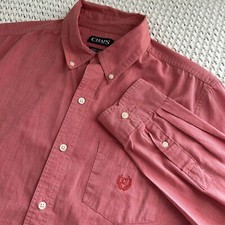 Chaps Button Down Dress Shirt Long Sleeve for Men Medium Coral Preppy
