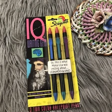 VTG Scripto IQ Writing Gear 2 Color Ballpoint Pens Pack Of 3 1993