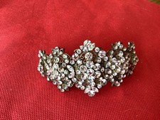 vintage barrettes hair clip flower rhinestones headpiece bridal 4x2" formal