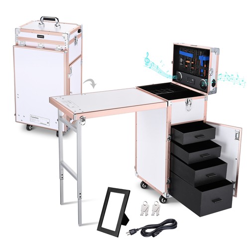 Byootique Rolling Manicure Table Nail Desk Workstation Cosmetic Trolley