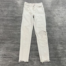 Levi's 721 Jeans Size 24 Womens High Rise Skinny Ankle Light Wash White Denim