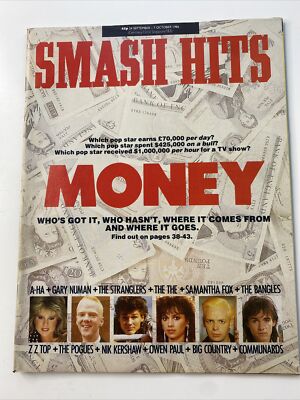 SMASH HITS MAGAZINE -1986 - A-HA / BANGLES POSTER / ZZ TOP / OWEN PAUL / POGUES