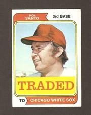 1974 Topps Baseball Card #207T Ron Santo Chicago White Sox 3rd Base Traded MLB