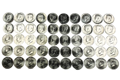 2000 - 2024 P&D Kennedy Half Dollar. Gem Brilliant Uncirculated  Mint Roll Set