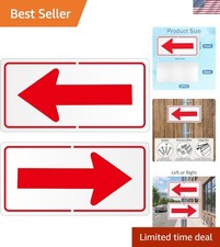 2 Pack Red Arrow Signs for Outdoor or Indoor Use, 12 X 6 Inch Road Directional