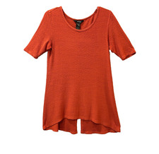 ALI MILES CRINKLE TOP S VALENTINES DAY RED ELBOW SLEEVE BOLD DOPAMINE SPLIT BACK