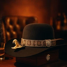 Rodeo king 5x Beaver Open Crown, Custom Rattle Snake Band. 7 3/8.