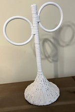 Three-Ring White Wicker/Ratan Boho Towel Holder Boho Chic