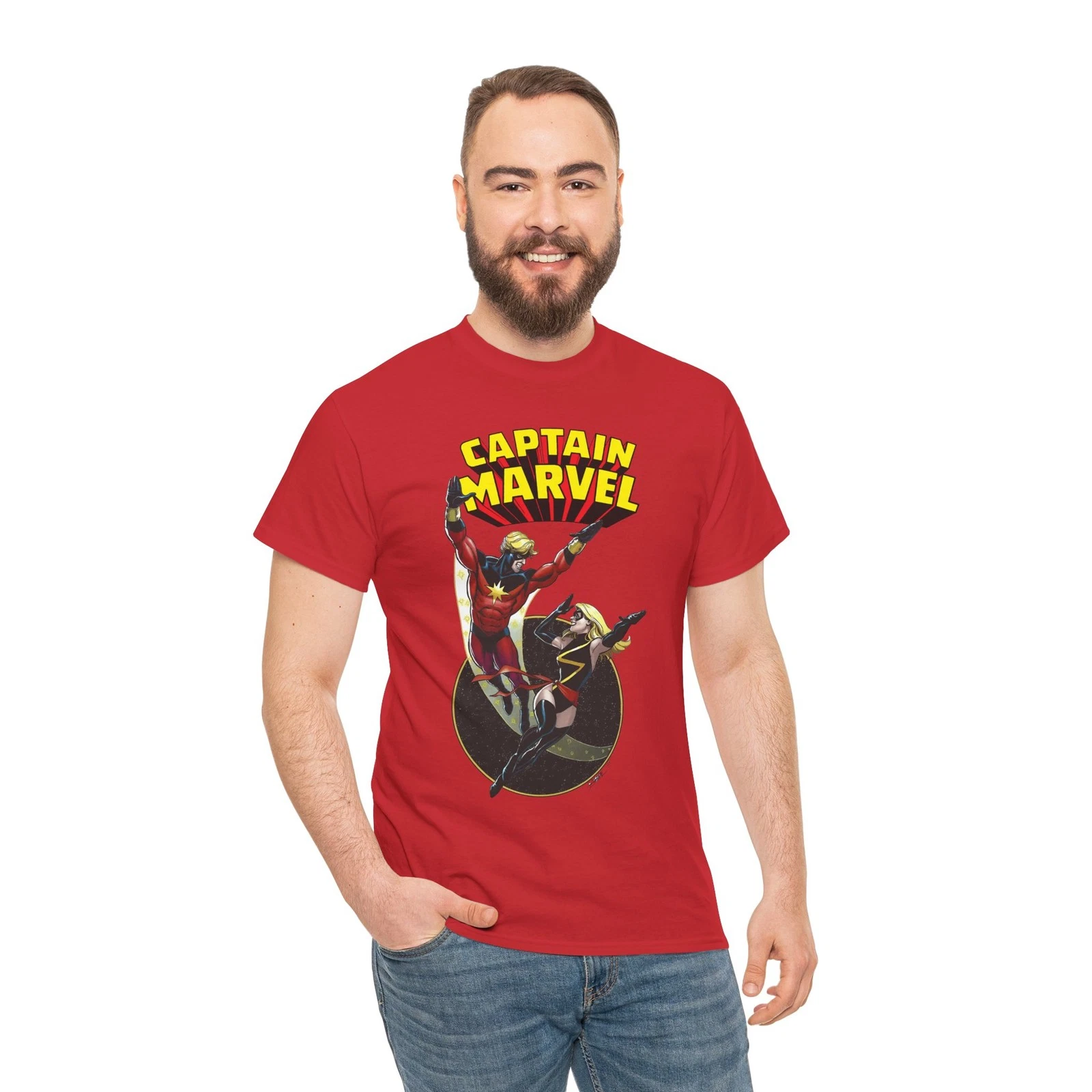 Captain Marvel T-Shirt - George Perez Art - Mar-Vell, Carol Danvers