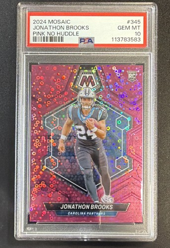 2024 Panini Mosaic Pink No Huddle Prizm RC Jonathon Brooks #345 /20 PSA 10 POP 1
