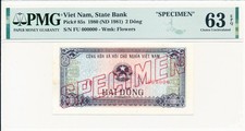 State Bank Viet Nam 2 Dong 1980 Specimen PMG  63EPQ