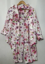 Lauren Ralph Lauren Short Sleeve  Cropped Pant Pajama Set Pink Floral Large LRL