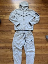 Nike Reflective Black Tracksuit Set Hoodie Track Pants Logo Zipper Pockets S