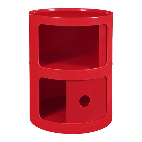 2 Tiers Cylindrical Organizer With Door Round Storage Cabinet End Table For Home - Picture 11 of 14