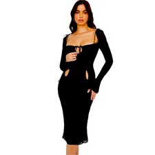 NTW HOUSE of CB Ophelia midi dress black S bigger cup (D-E)