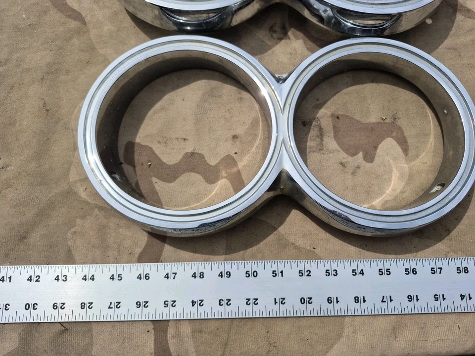 1963 1964 Chrysler faros anillos biseles Newport New Yorker 300 OEM cromo Foto 3 de 4