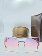 Gucci Square Rimless Rose Gold Pink Gradient Sunglasses Men Classic Lightweight