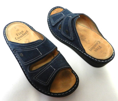 Finn Comfort Jamaica nubuck leather hook & loop comfort sandals Size Sz 38 7.5 8