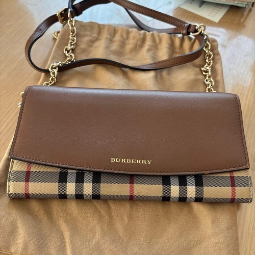 BURBERRY Nova Check Shadow Horse Chain Shoulder Wallet 2Way Bag