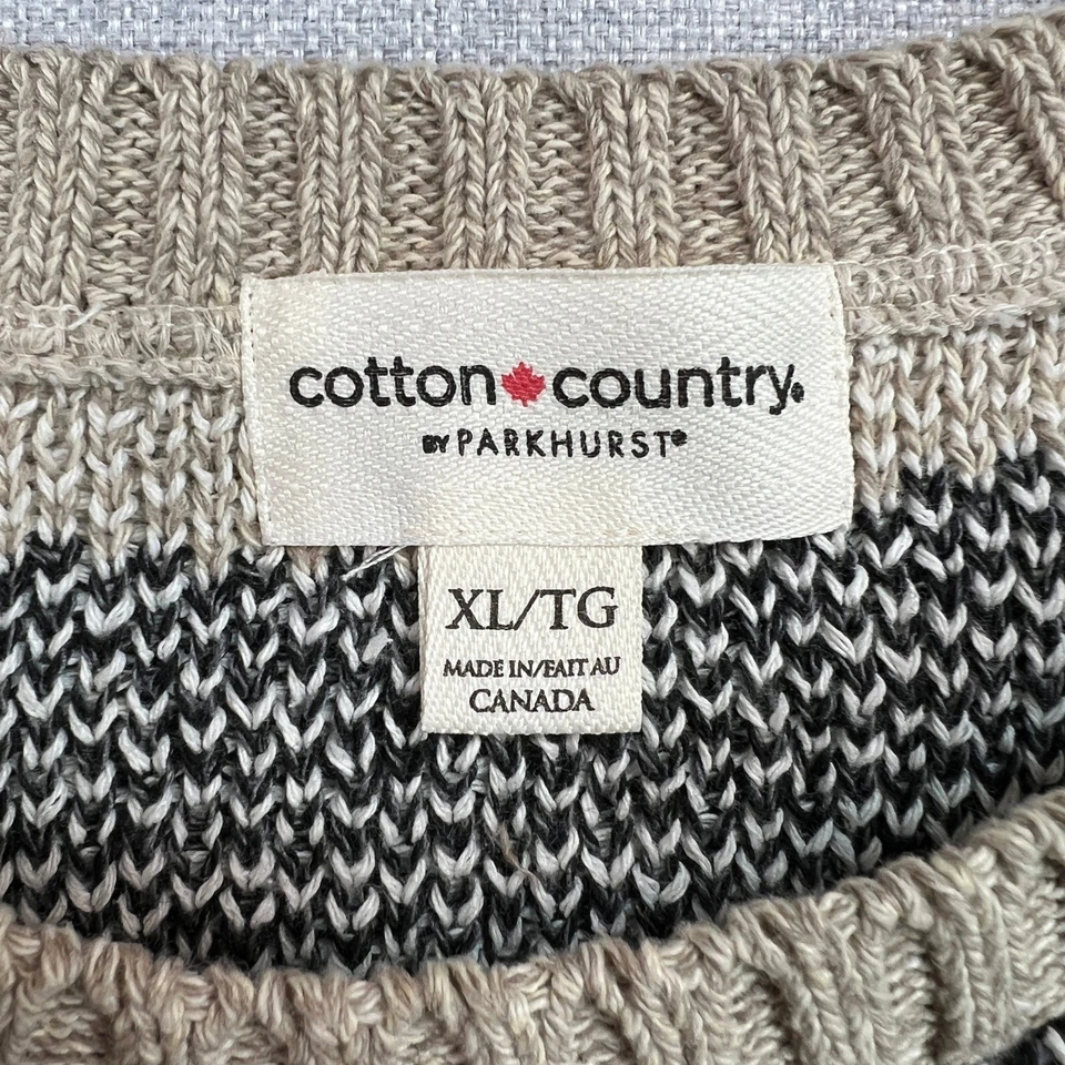 Suéter de algodón Country Parkhurst para mujer XL Fair Isle negro tostado cuadrado tejido de cabaña Foto 3 de 4