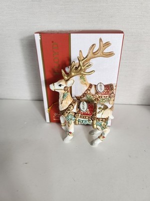 Fitz & Floyd Yuletide Holiday Reindeer Ornament 2016 Christmas Santa 5.75'' New