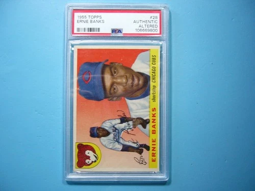 1955 TOPPS BASEBALL CARD #28 ERNIE BANKS PSA A TR SHARP & NICE!! '55 TOPPS GL