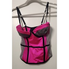 Victoria's Secret Hot Pink Gray Bustier Corset Lingerie Boning 34C Adjustable