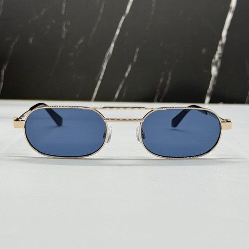 NEW OFF-WHITE OERI123 VAIDEN 7645 SUNGLASSES OVAL GOLD BLUE WOMEN EYEWEAR - Picture 4 of 11