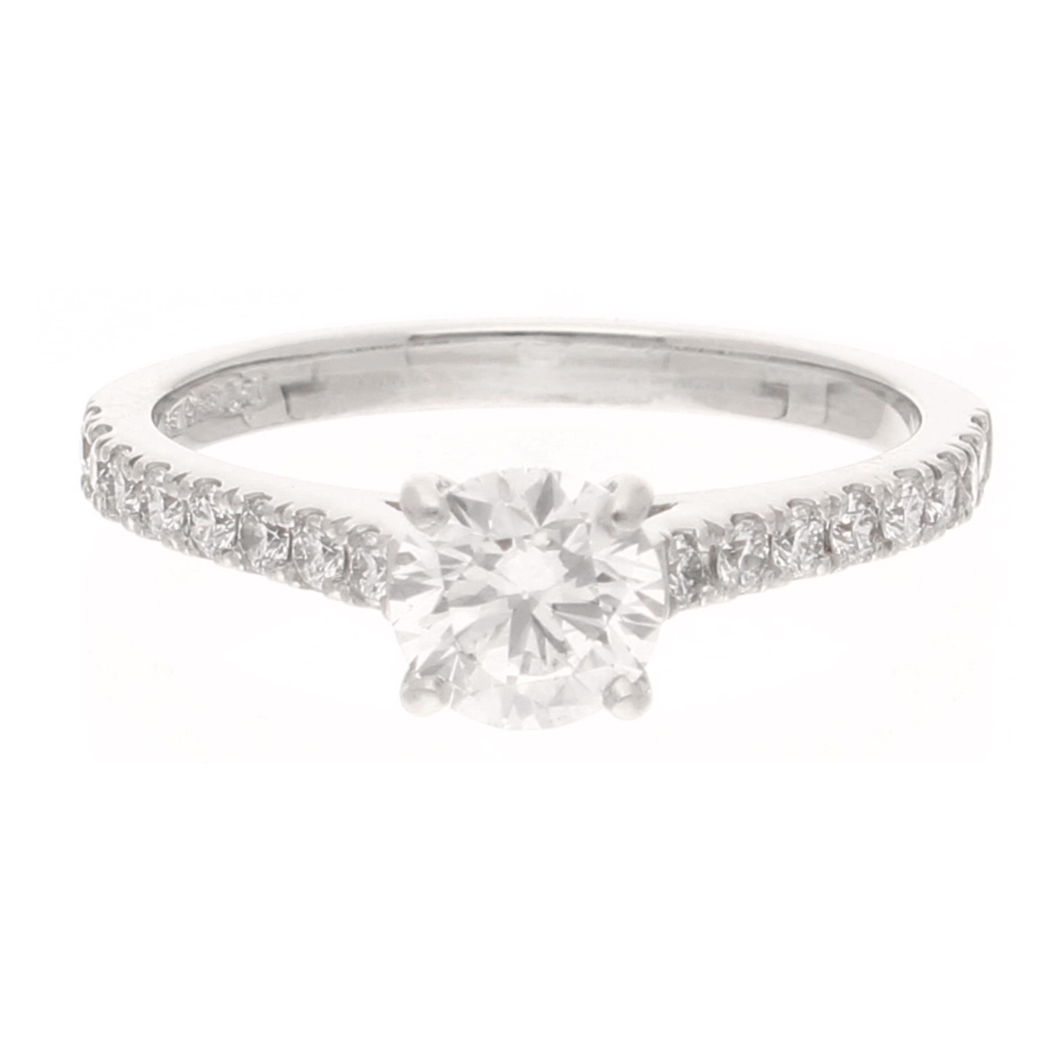 950 Platinum 0.50ct Diamond Solitaire w/ 0.25ct Accents Ring (Size K 1/2)