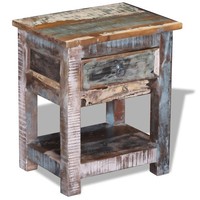 Beistelltisch Mit 1 Schublade Altholz Massiv 43X33X51 Cm