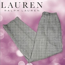 VTG Ralph Lauren Women's Houndstooth Wool Slacks Trousers Pants Black  Cream 12