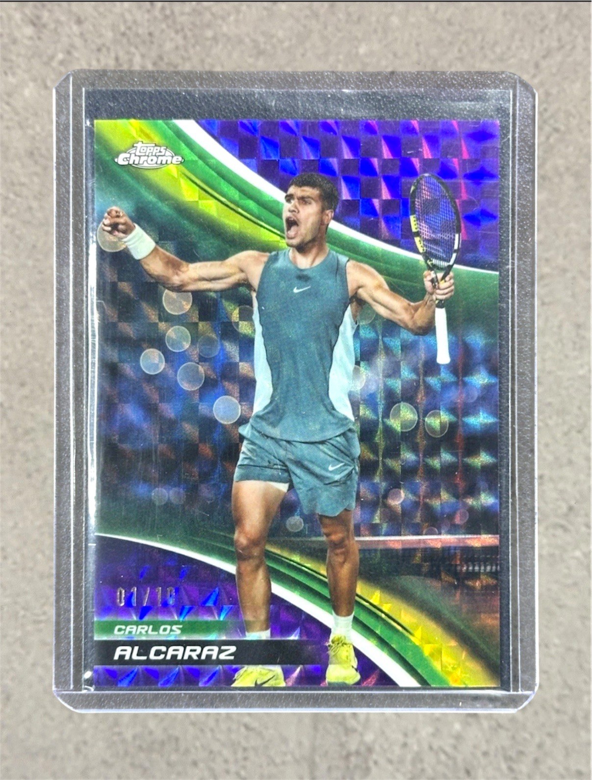 2025 TOPPS CHROME TENNIS CARLOS ALCARAZ #1 PURPLE GEOMETRIC REFRACTOR 1/10