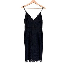 ASTR the Label Floral Lace Knit Midi Dress - Dark Navy, Size S