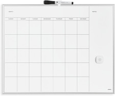 U Brands Magnetic Dry Erase Calendar White Board, 16" X 20", Silver Aluminum Fra